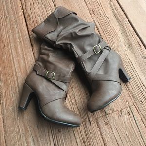 Right below the knee brown boots!