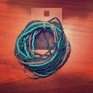 Various blues and silver bracelet