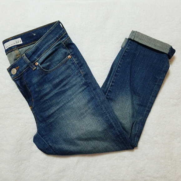 Loft Petite Skinny Crop Distressed Medium Wash - Picture 1 of 7