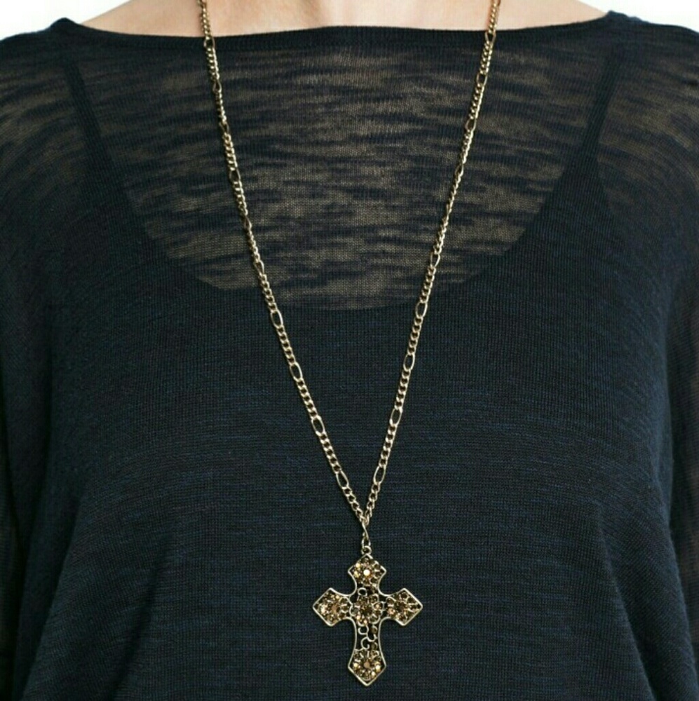 Mango Strass Cross Necklace