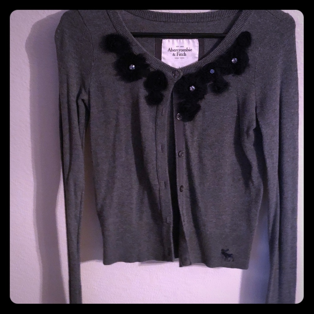 Abercrombie and Fitch Gray cardigan blue accents
