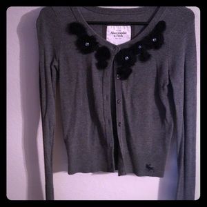 Abercrombie and Fitch Gray cardigan blue accents