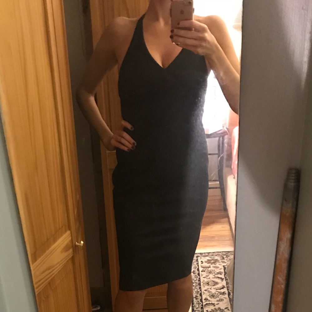 BROOKS BROTHERS Black Silk Halter Midi Dress Sz 4