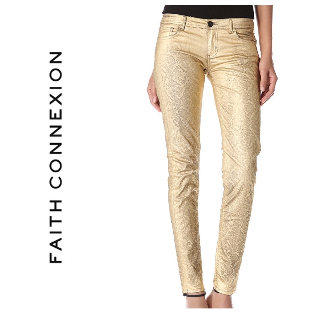 Faith Connexion Metallic Coated Skinny Jeans