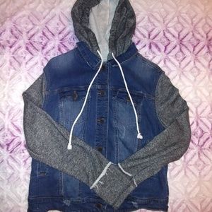 Button up Hooded Jean Jacket