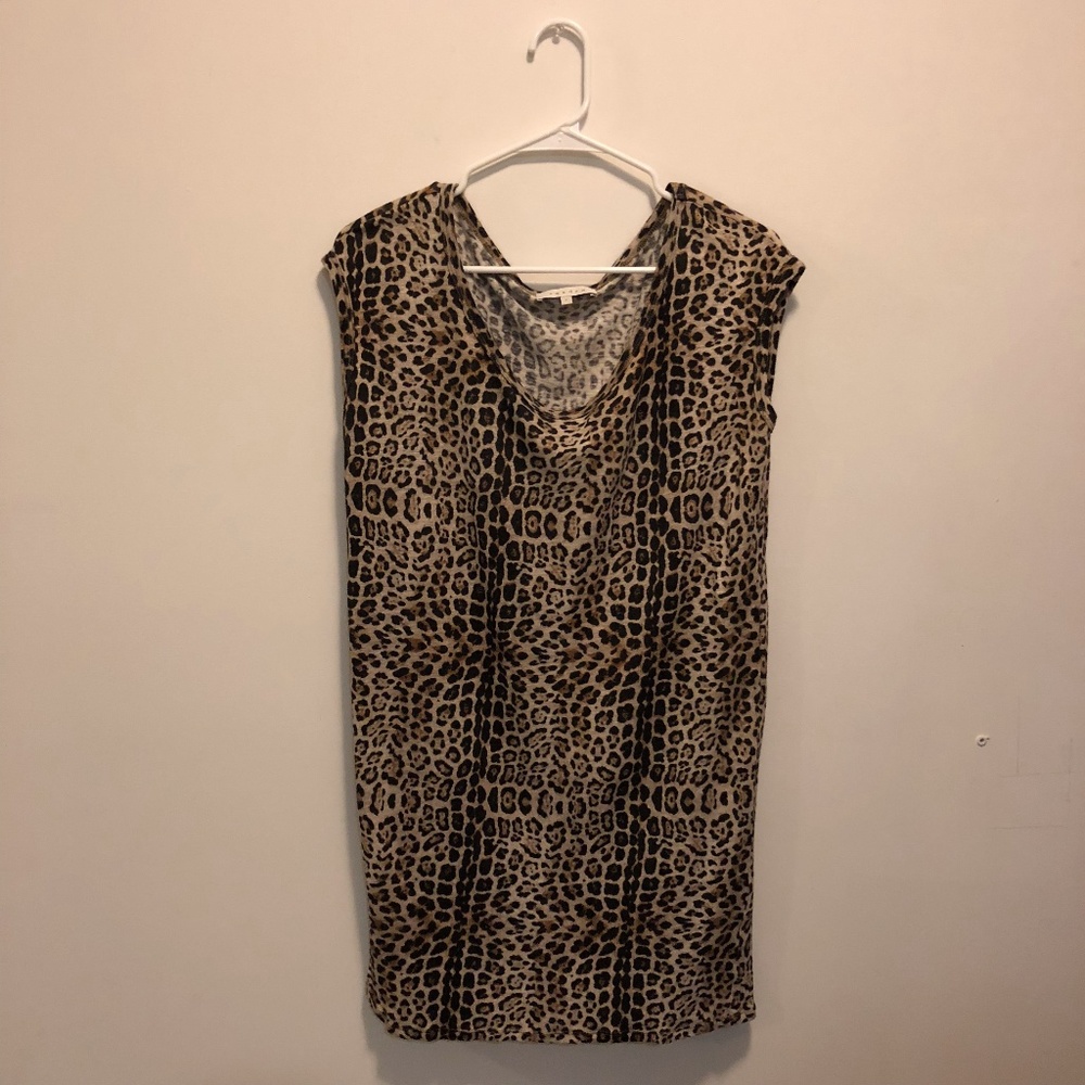 Sandro Linen Leopard Print Linen Tunic Tee/Dress