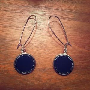 Navy and Silver Earrings
