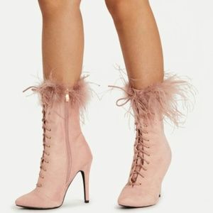 faux fur pointed heels