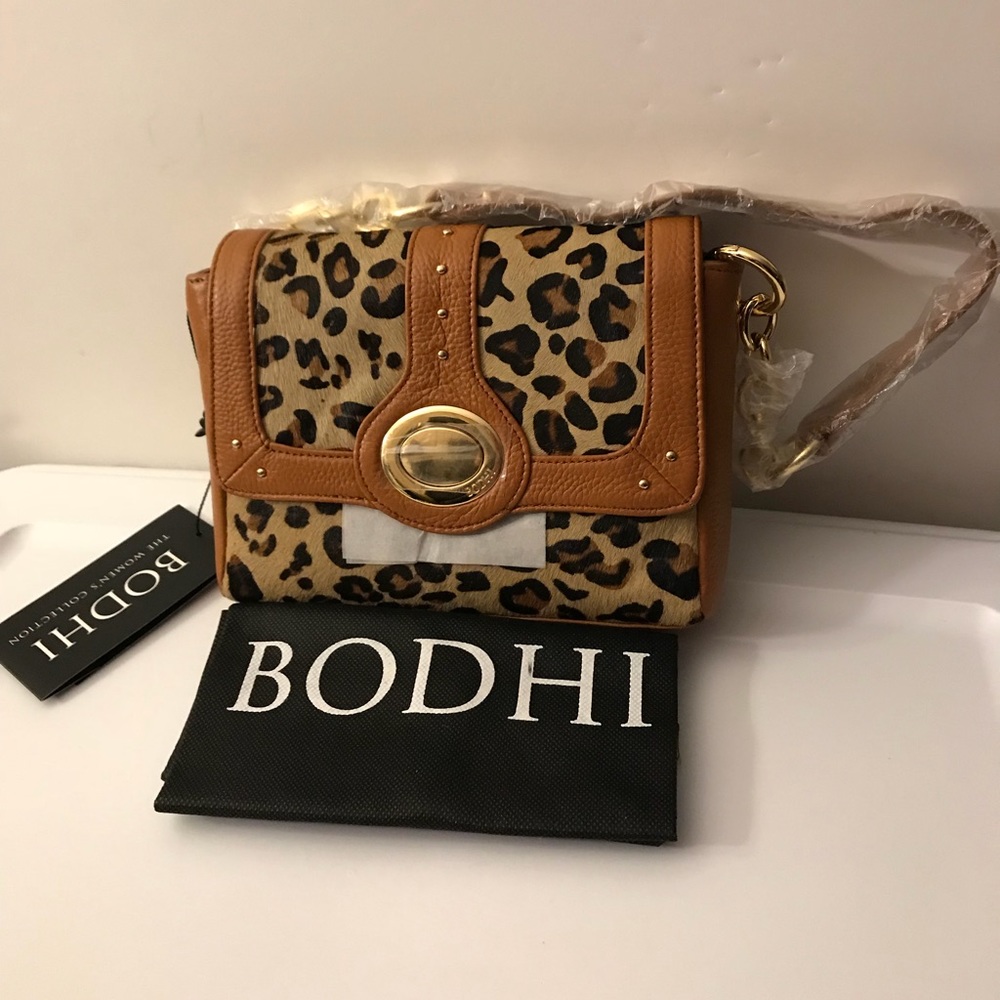 Bodhi pony hair leopard shoulder bag