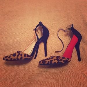 Leopard print stiletto heels