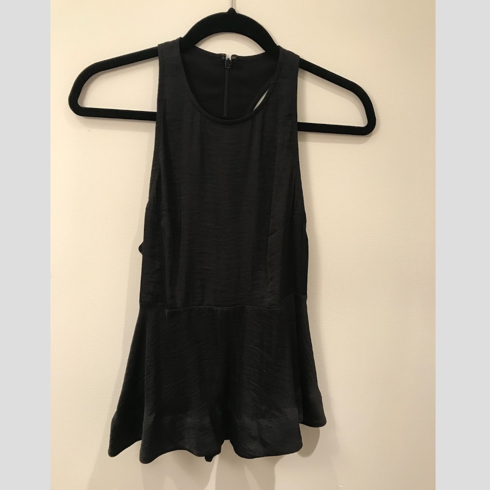 Silence + Noise Black Peplum Tank Top