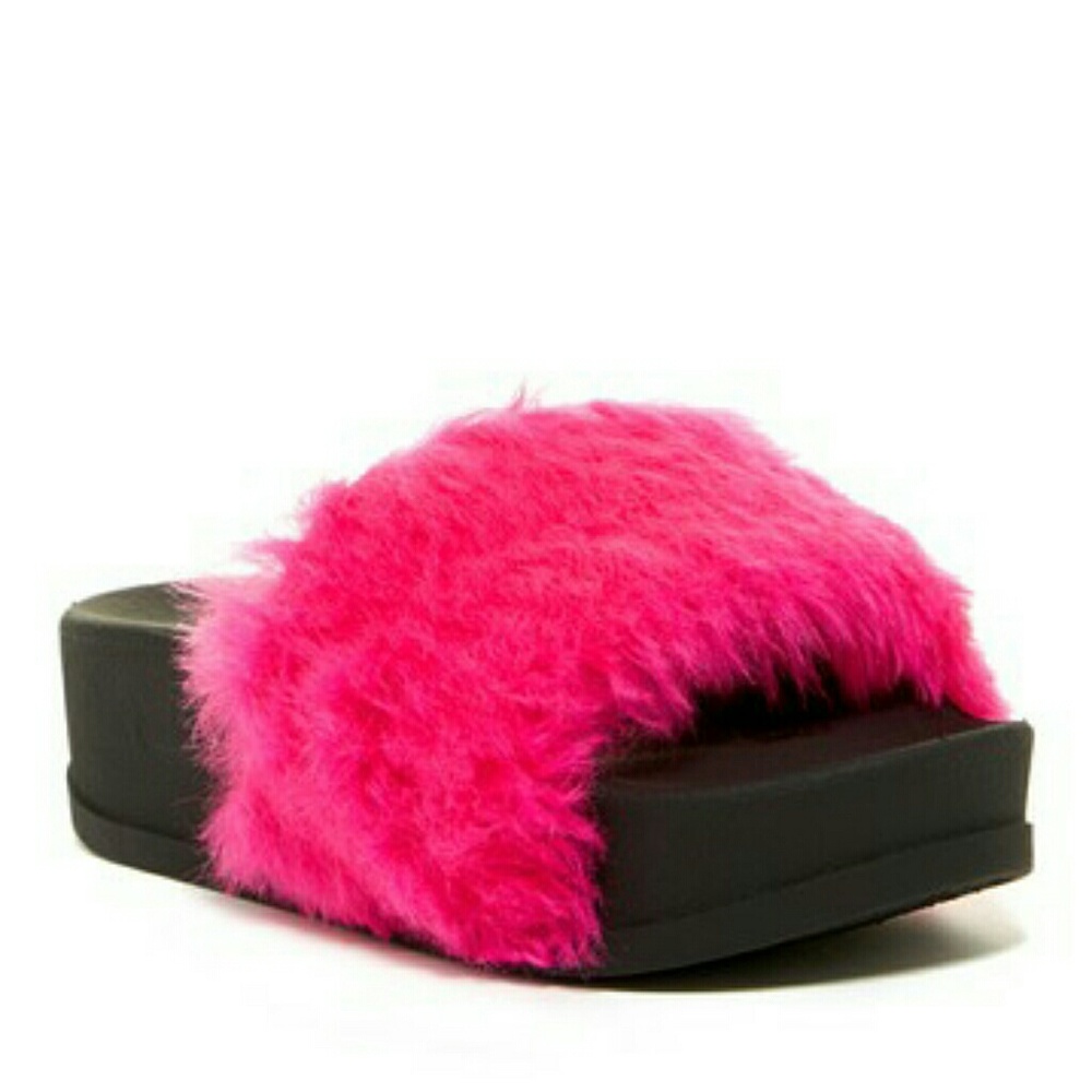 Jeffrey Campbell Faux Fur Platform Side Sandal