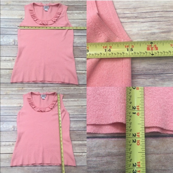 SOLD Sm LOFT Ruffle Collar Sleeveless Sweater Top - Picture 2 of 7
