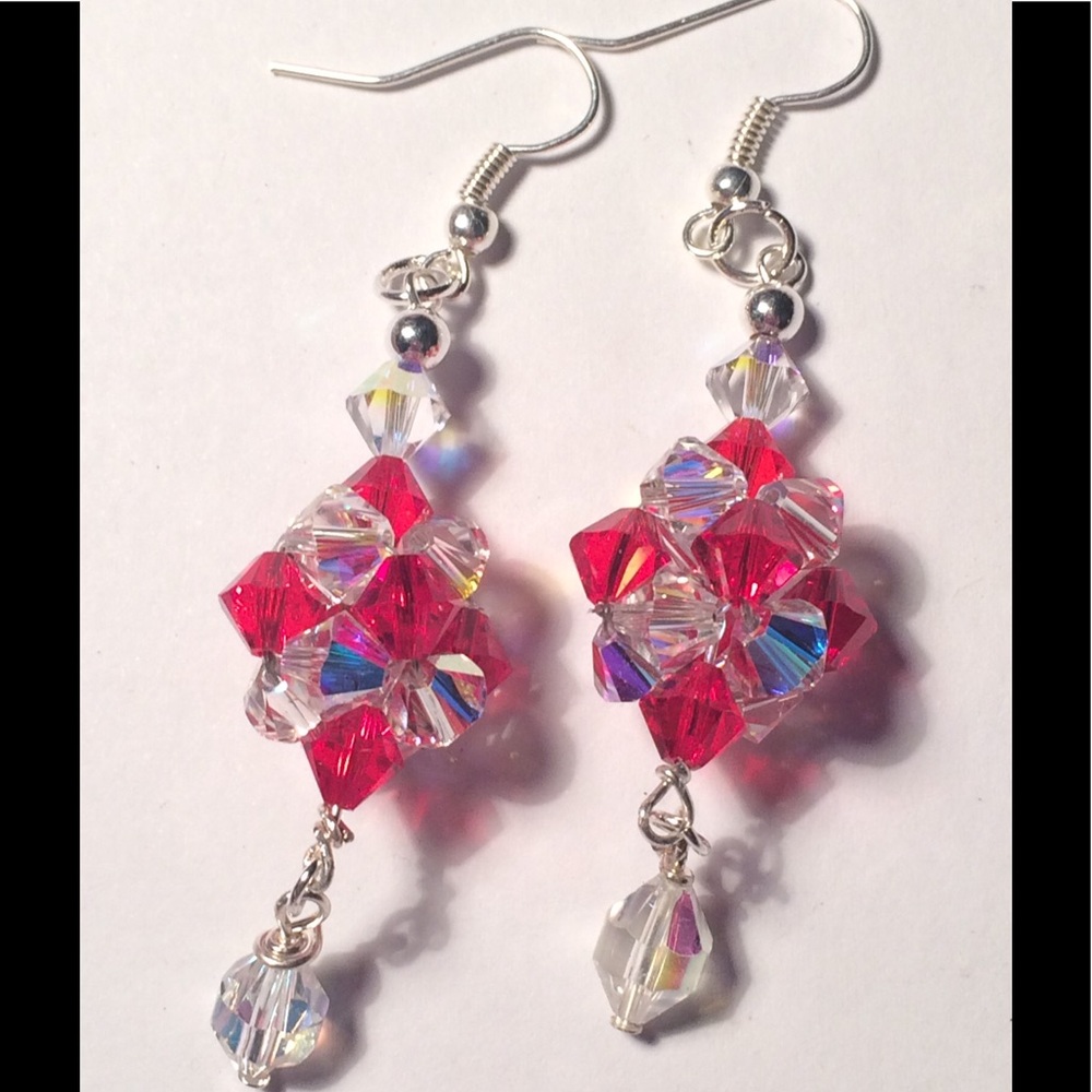 Crystal Cluster Earrings Sparkling Holiday
