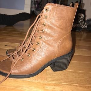 Open Lace Up Ankle Boots