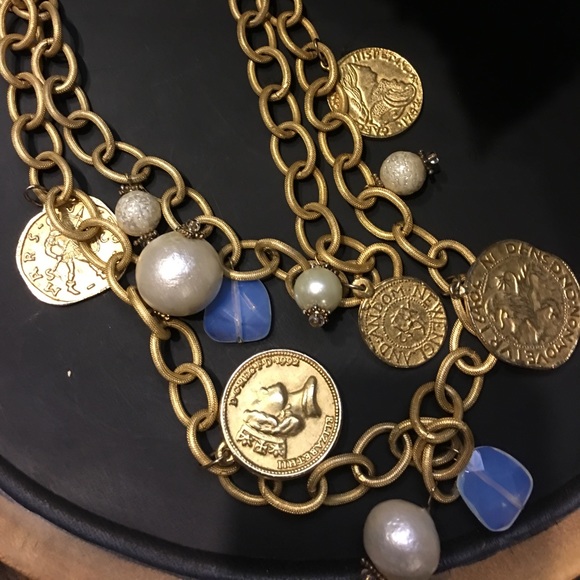 Gold double stranded Necklace - Picture 2 of 4