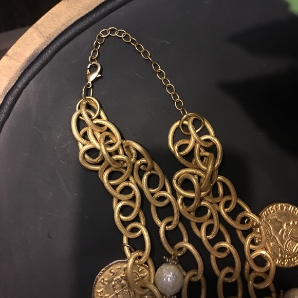Gold double stranded Necklace - Picture 3 of 4