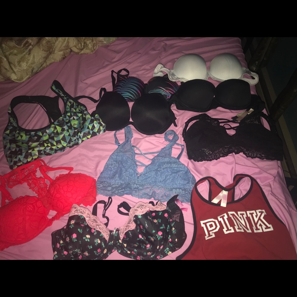 Lot of 10 Bras 32/34C Victoria’s Secret PINK &more