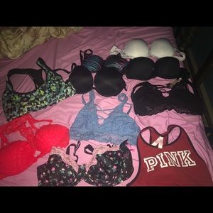 Lot of 10 Bras 32/34C Victoria’s Secret PINK &more