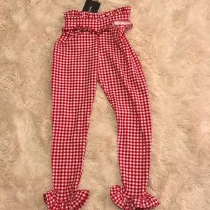 Gingham Red  Frill Capri Pant