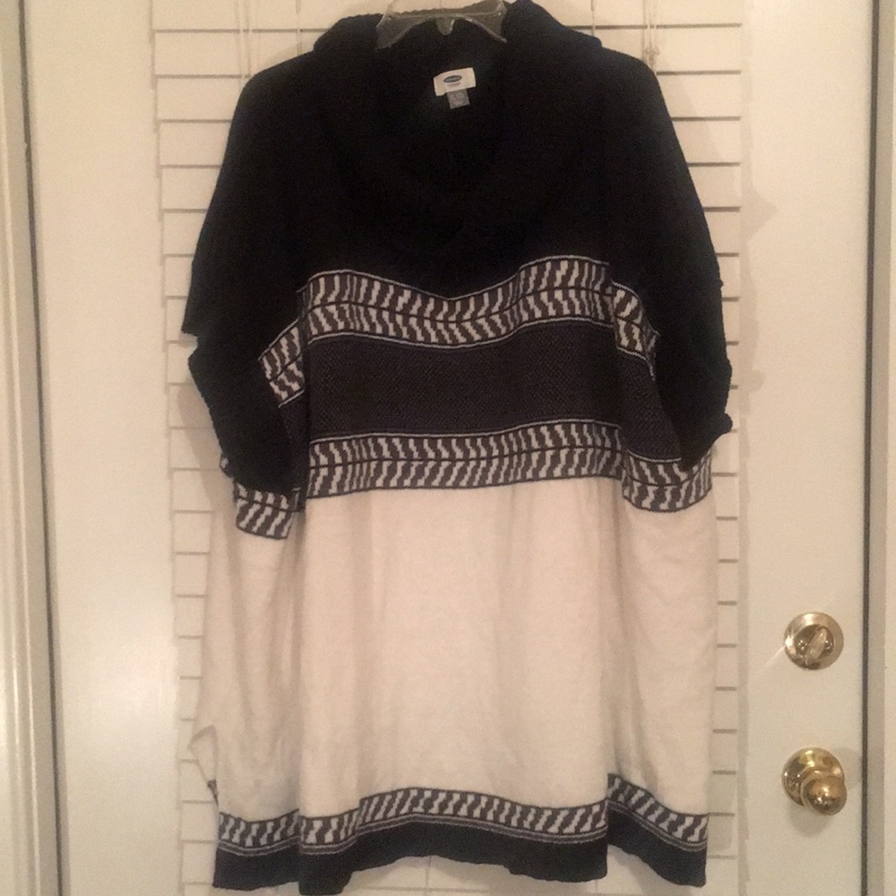 NWT plus Black and White Poncho Sweater