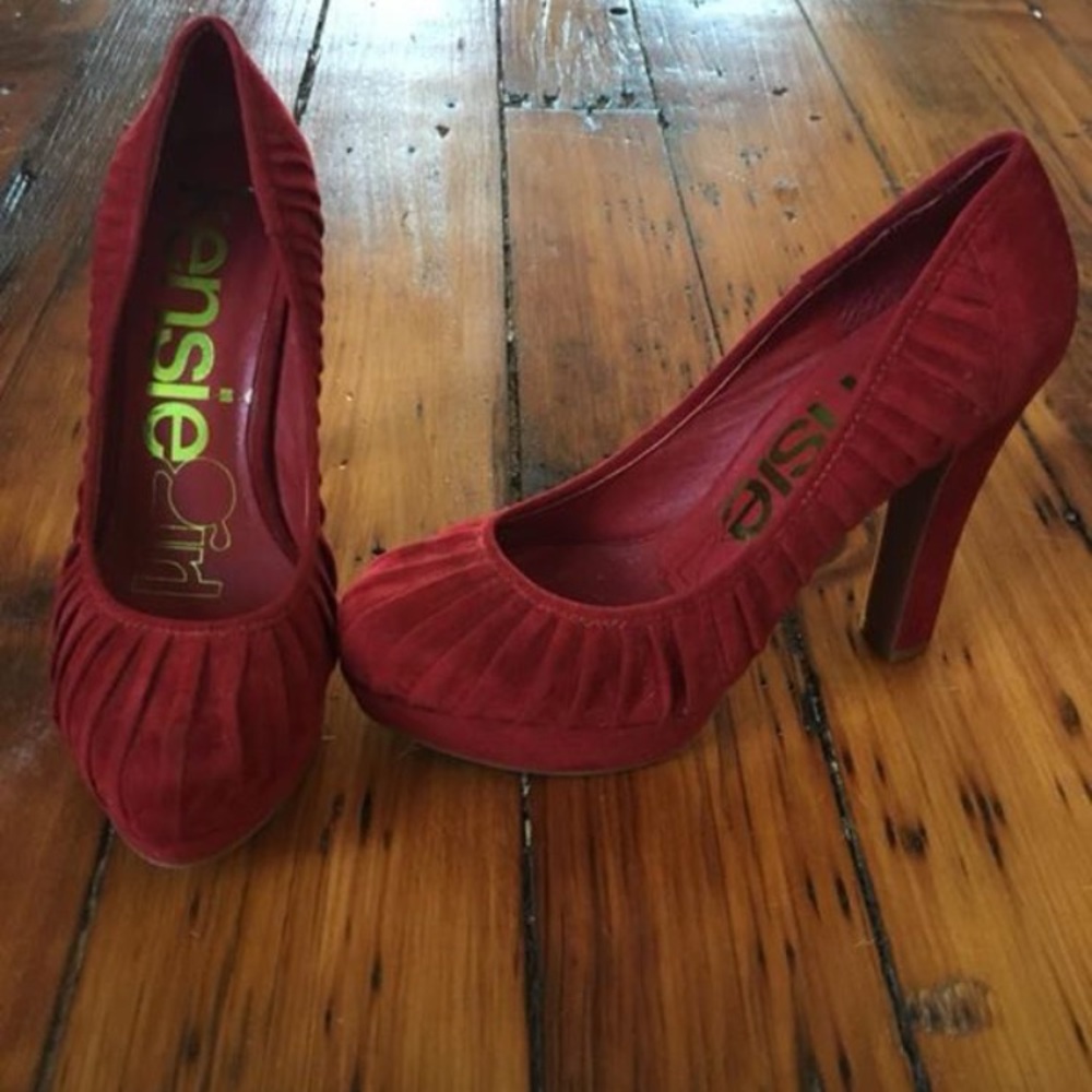 Kensie Girl red suede heels worn once