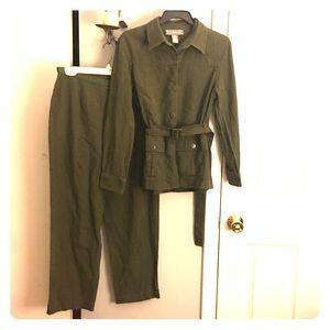 Jacket & Pants Army green. EUC Petite Norton