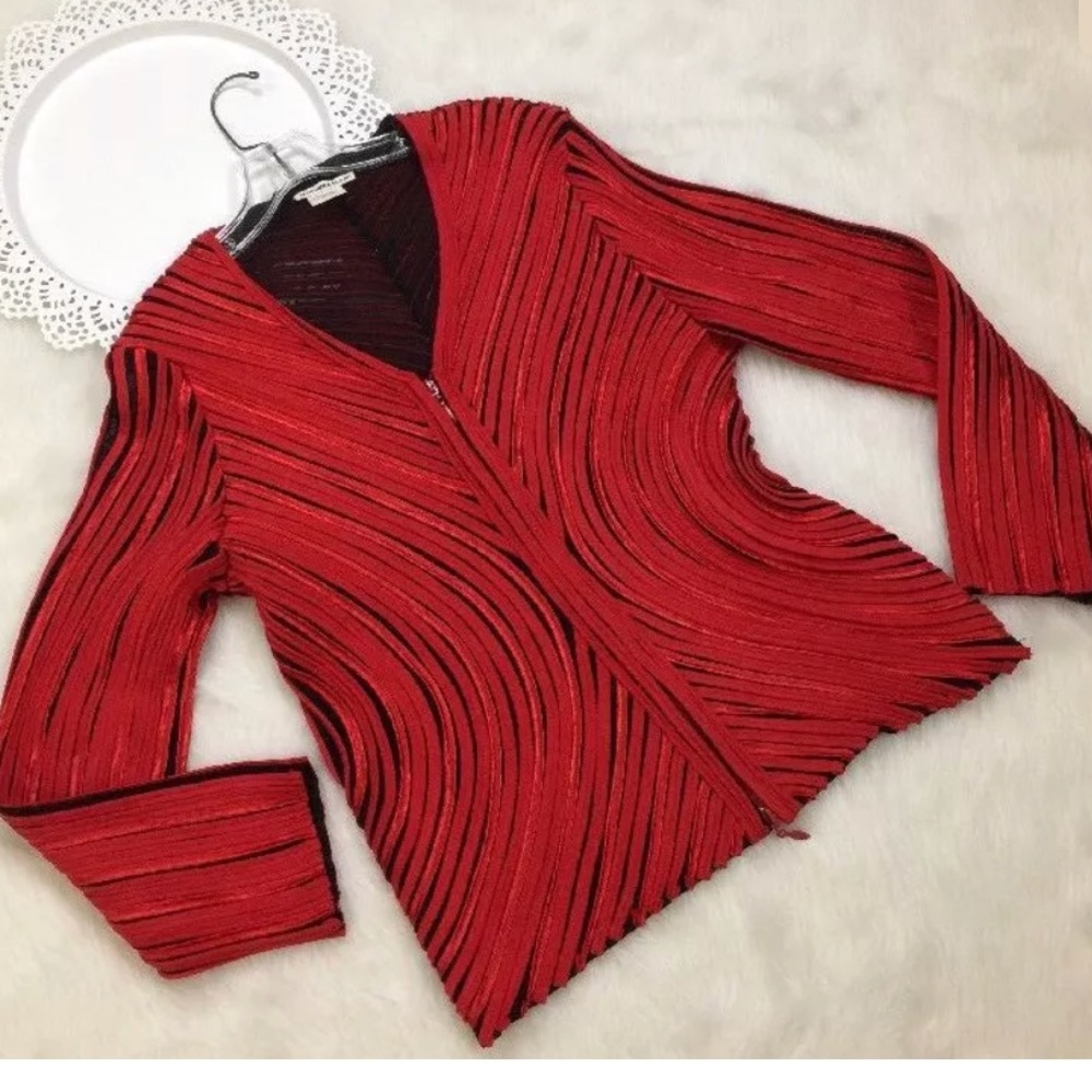 Vintage 🚨 Red Mesh Ribbon Alexandra Rosati Jacket