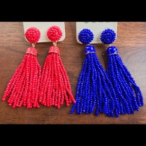 Red & Blue Beaded Earrings