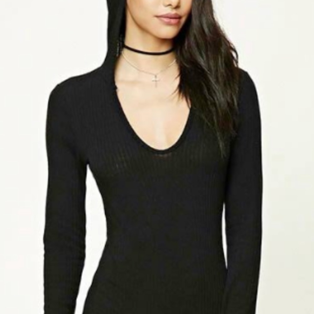 NWT🔥Forever21 ribbed black long sleeve dress