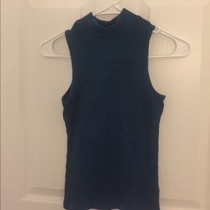 High neck halter crop top (blueish green)
