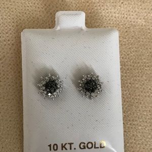 10k plated earrings with diamond accents