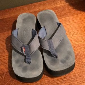 Size 8 Blue Rainbow stacked flip flops heel 1 3/4”
