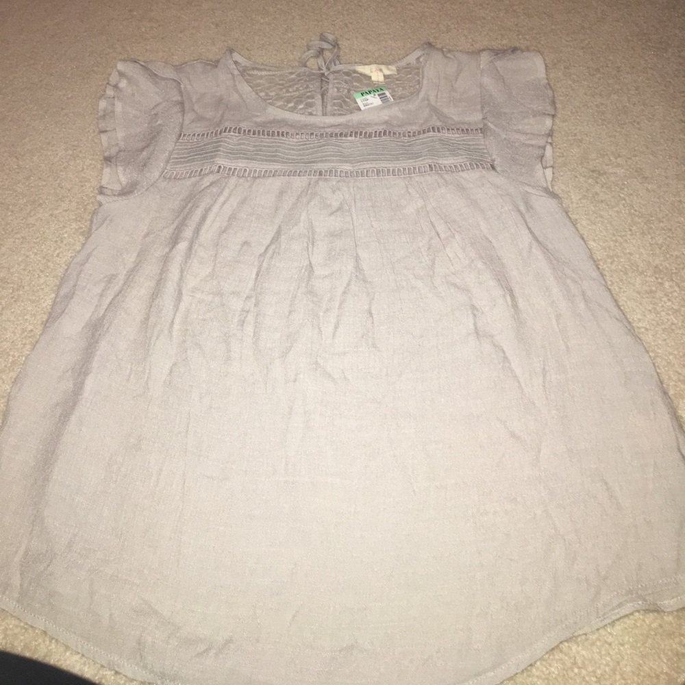 Grey flutter sleeve blouse