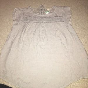 Grey flutter sleeve blouse