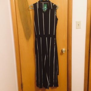 Adorable Full-Length Black/White Striped Jumpsuit