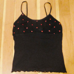 Black sheer cami w/ hearts