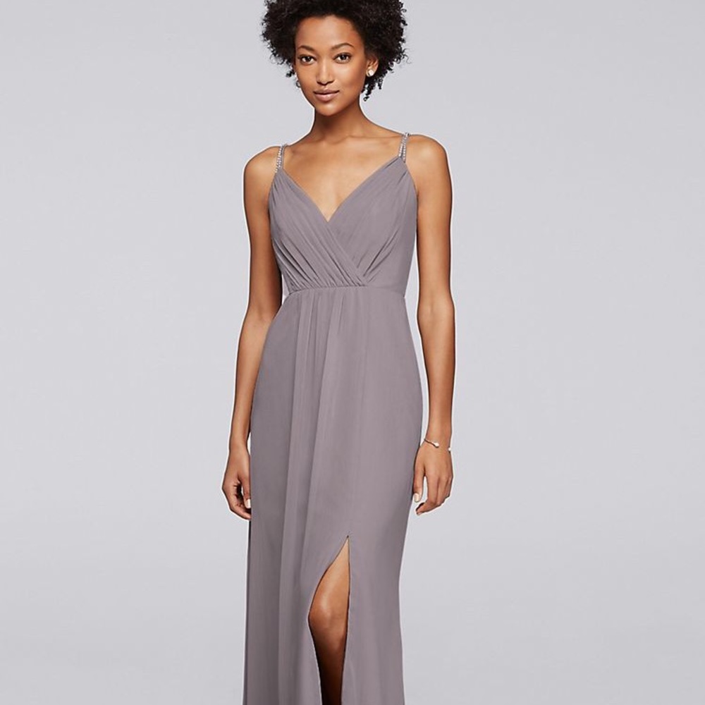 Portobello Beaded-Strap Long Chiffon Dress