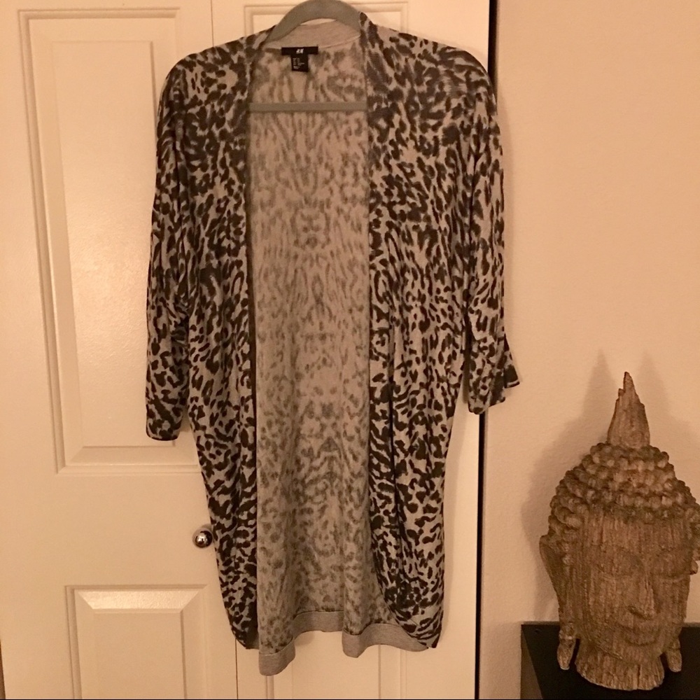 Grey open front duster