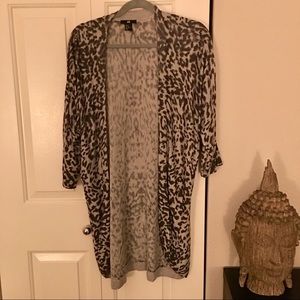 Grey open front duster