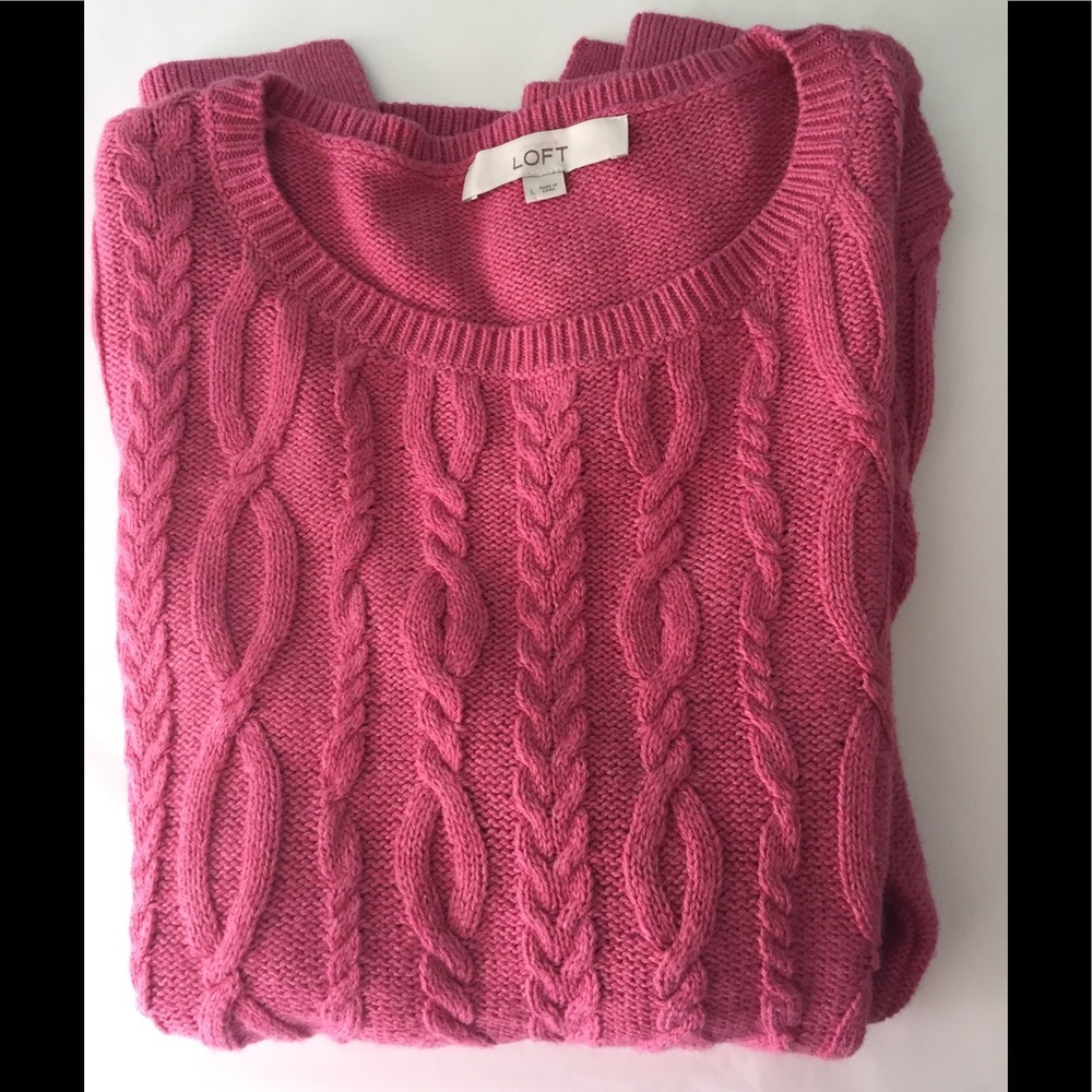 Women’s Loft Sweater Sz L Soft Pink