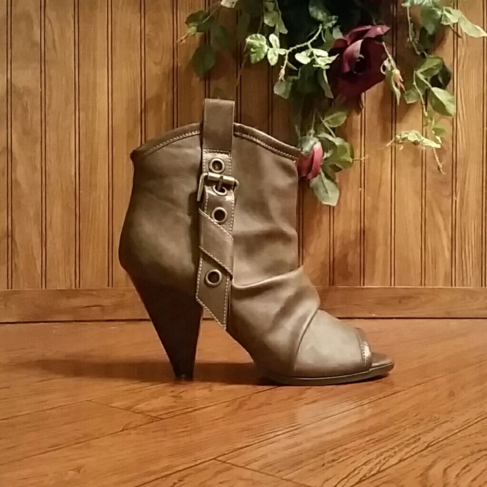 Slouch Peep Toe Cowboy Ankle Boots