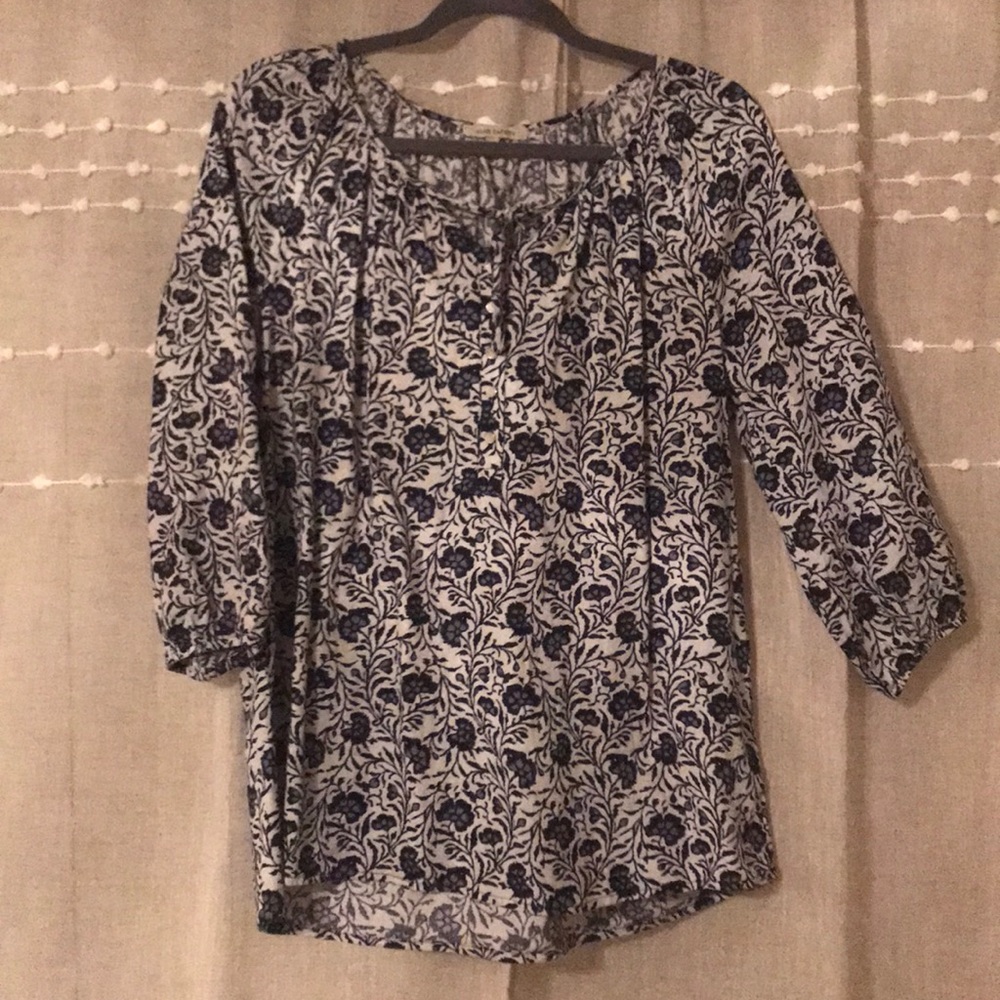 Blue floral blouse