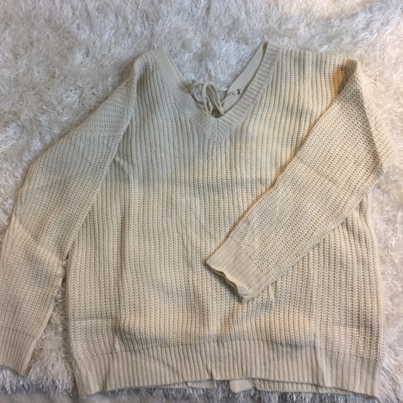 Oversized Lace up back chunky sweater - Picture 7 of 7