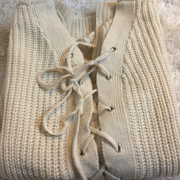 Oversized Lace up back chunky sweater - Picture 5 of 7