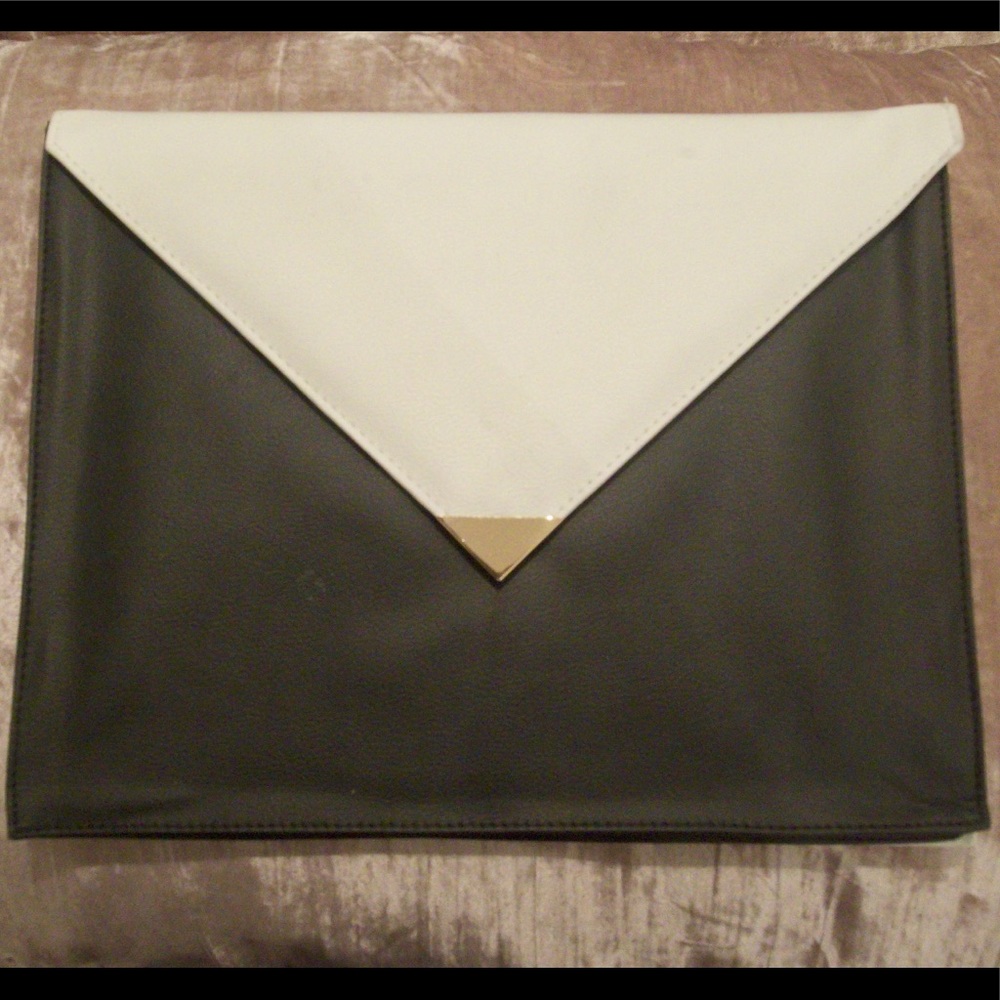 Sleek black and white handbag