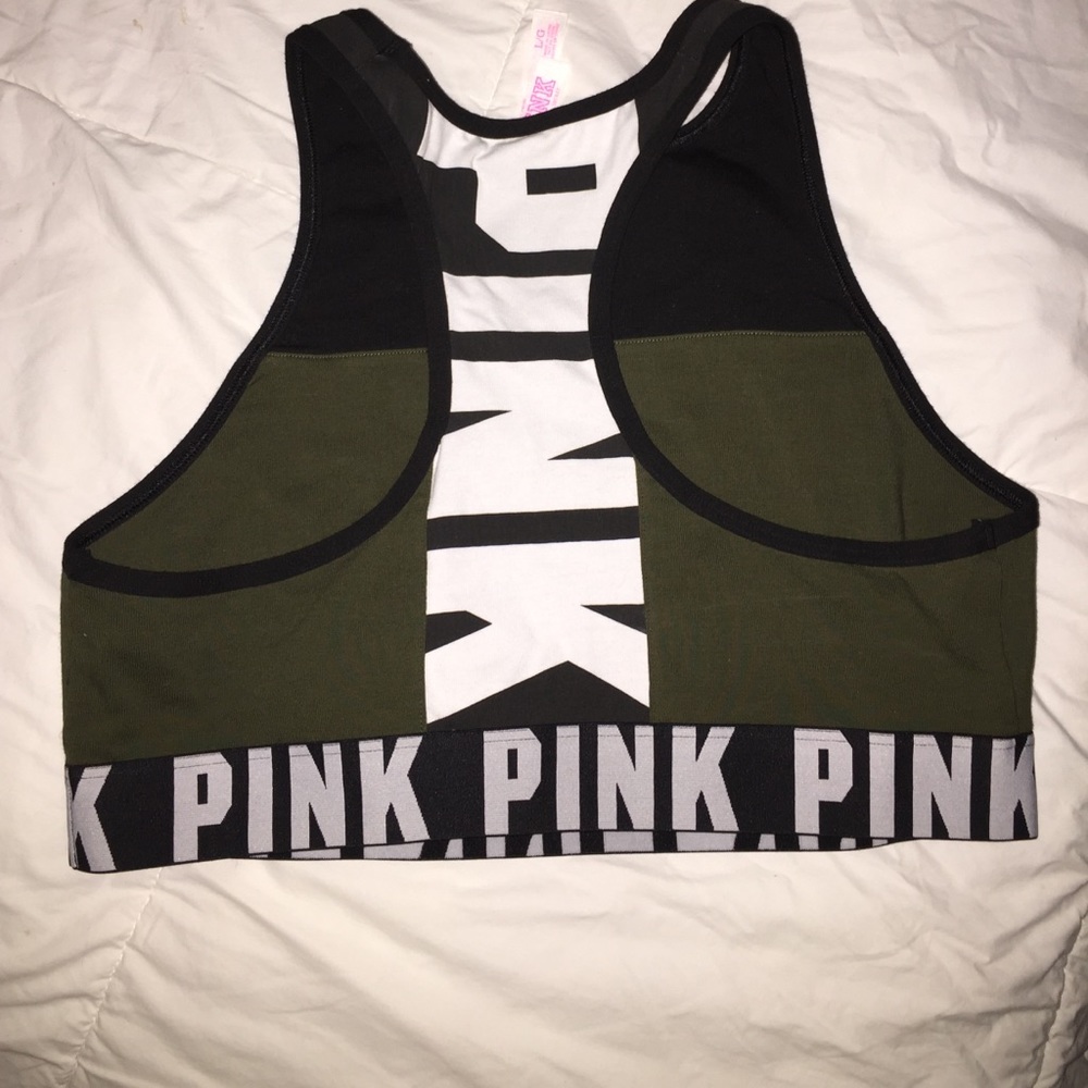 NWOT Victoria secret PINK olive green sports bra.