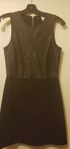 H&M Black faux leather and knit dress.