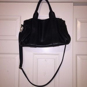 F21 black satchel bag