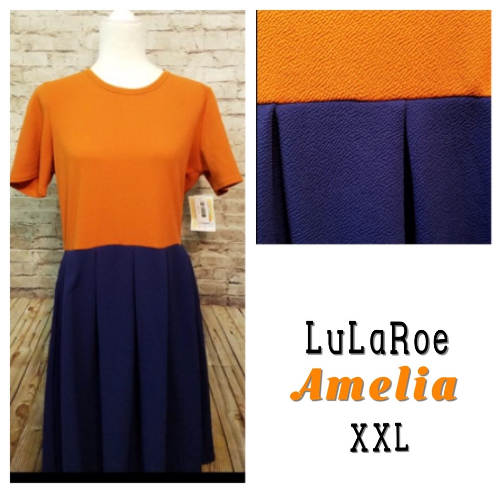 Brand New LuLaRoe Amelia Dress Orange and Blue